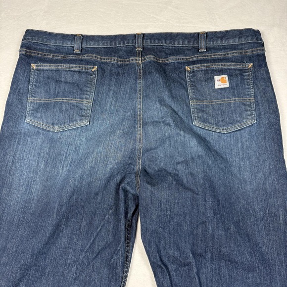 Carhartt FR Jeans Mens 50x32 Blue Relaxed Fit Straight Leg Denim Medium Wash - Picture 9 of 16